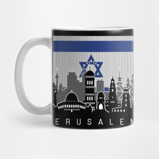 Jerusalem Israel Skyline Israeli Flag Mug